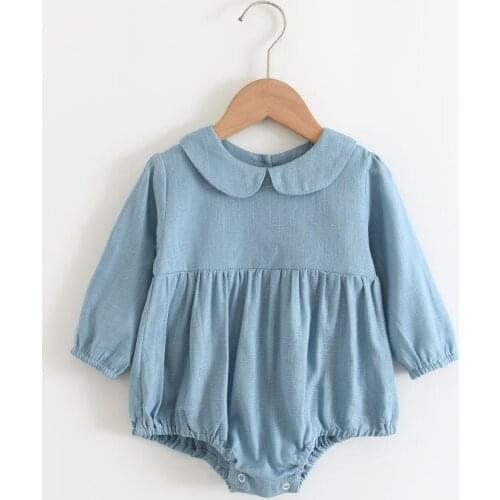 Baby clothes spring autumn solid color cotton doll collar briefs romper baby romper baby girl newborn casual romper jumpsuit