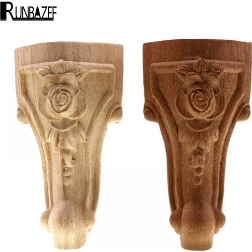 RUNBAZEF Carved Solid Wood T Bed Sofa Tea Table Feet European Furniture TV Cabinets Woodcarving Rose Feet Figurine Mini Crossbow