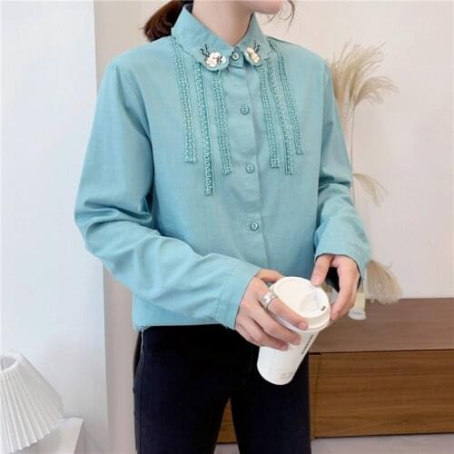 Floral Women Blouses Shirts Tunic Womens Tops 2020 Long Sleeve Clothing Button Up Down New Embroidery Fashion Elegant Ladies