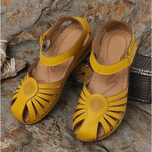 Womens Sandals 2021 Fashion Hook&Loop Shoes Casual Slip On Ladies Vintage Gladiator Ladies Sandal Flat Platform Sandals Women