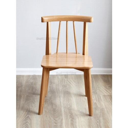 Nordic Family Dining Chair Full Solid Oak Windsor Dining Table Chair Modern Simple Back Chair Desk Leisure Chair