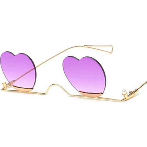 Veshion Personality Heart Shape Sunglasses Men Women Fashion Shades UV400 Vintage Glasses