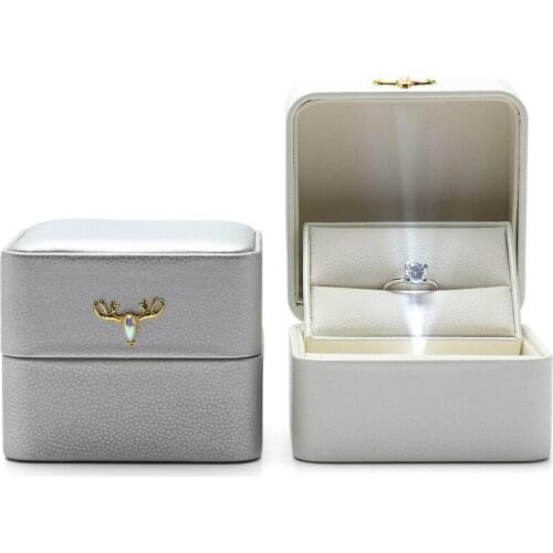 Creative LED flash grade cartridge single ring engagement ring pendant jewelry boxes custom gift box