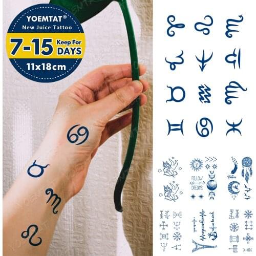 Juice Lasting Waterproof Temporary Tattoo Sticker Letter Cupid Earth Flower Flash Tatoo Kid Totem Ink Thigh Body Art Fake Tatto