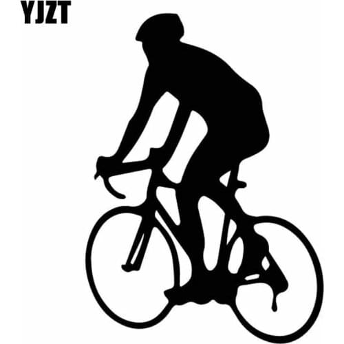 YJZT 10.8CM*14.9CM Beautiful Bicycle Riding Bend Over Shadow Bike Vinly Decal Cool Car Sticker Black/Silver C27-0814