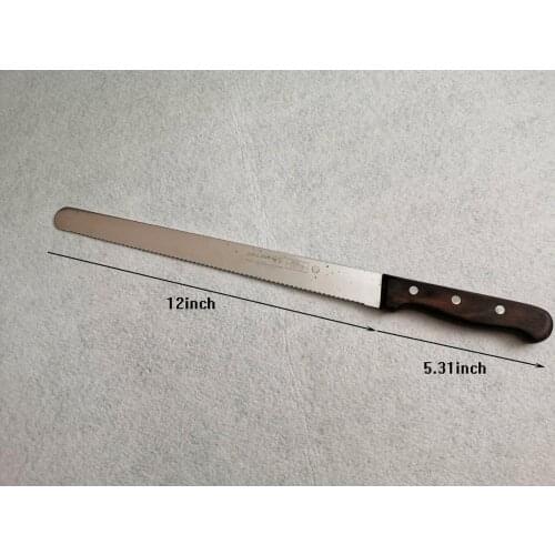 YUJIA Cake/Bread Knife, 12 Inch blade, 3CR13 Stainless steel,Silver, Solid Walnut wood hand