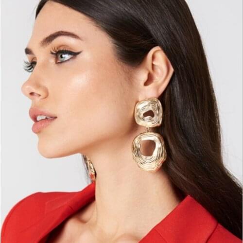 Gold Trendy Jewelry Irregular Earrings Hollow Geometric Drop Earrings Pendientes Metal Small Earrings New Arrival Party