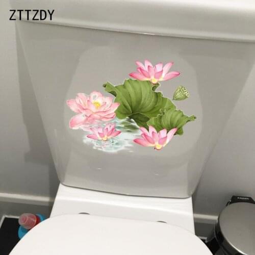 ZTTZDY 22.9*16.8CM Painted Lotus Classic Home Rooms Wall Sticker WC Toilet Decal Decor T2-0252