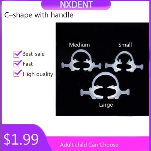 1pcs Dental Opener Expander C-Shape Cheek Lip Retractor Mouth with Handle White L/M/S
