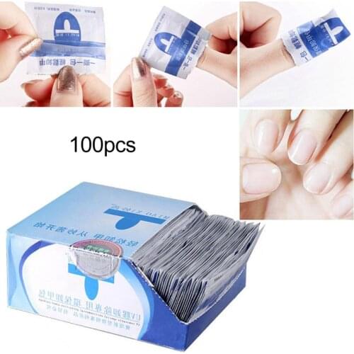 100 Pcs Degreaser for Nails Gel Nail Polish Remover Wipes Nail Art UV Gel Remover Armor Package Aluminium Foil Wipes TSLM1