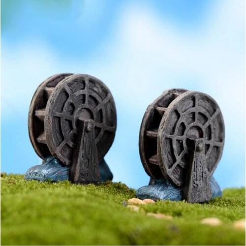 2pcs Water Wheel Miniature Figures Figurine decoration Fairy garden Accessories Cake Car cartoon statue resin craft TNB098