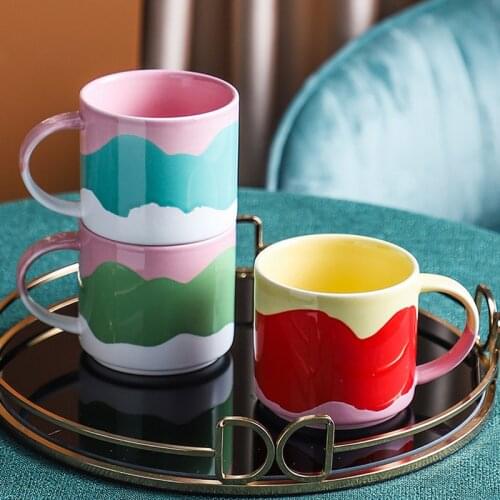 440ml Large Colorful Ceramic Mugs For Coffee Tea Milk Water Nordic Home Kitchen Office Tableware Decor Personalized Big Cup Gift
