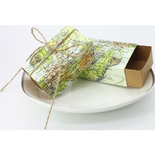 50pcs/lot Small New Style Creative Word Map Candy Box With Free Rope Special Party Favor Gift Candy Box
