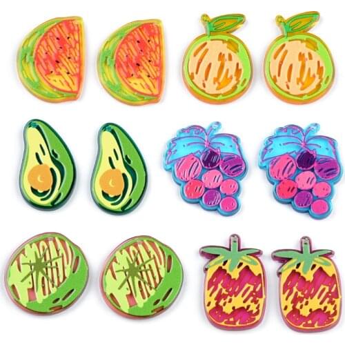 50PCS Avocado Grape Pineapple Accessories Hand Made Earrings Making Connectors DIY Pendant Jewelry Findings Components Charms