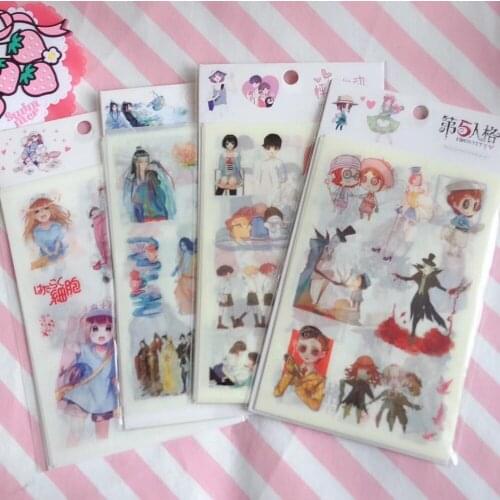 6 Sheets/Pack Creative Anime Series Decoration Scrapbooking Stickers Transparent PVC Stationery Stickers