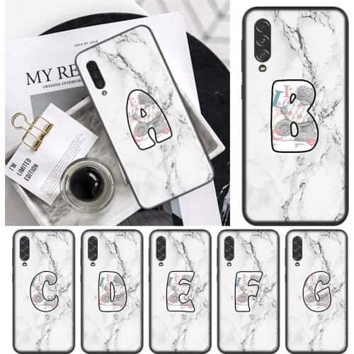 Alphabet Cute Bear Marble For Samsung Galaxy A90 A80 A70S A60 A50S A50 A40 A40S A30 A30S A20E A20S A10S A10 A2 Phone Case