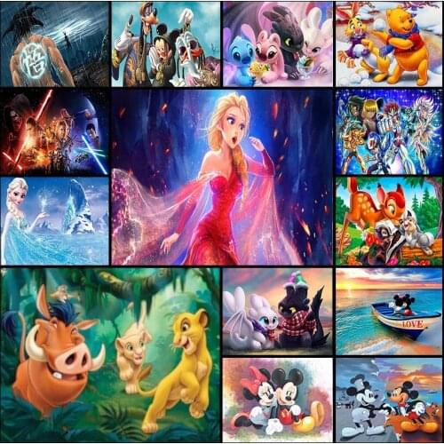 Diamond painting 5d embroidery Cross stitch Lion wild boar mouse dog princess deer Mosaic home decor full square Paintings anime