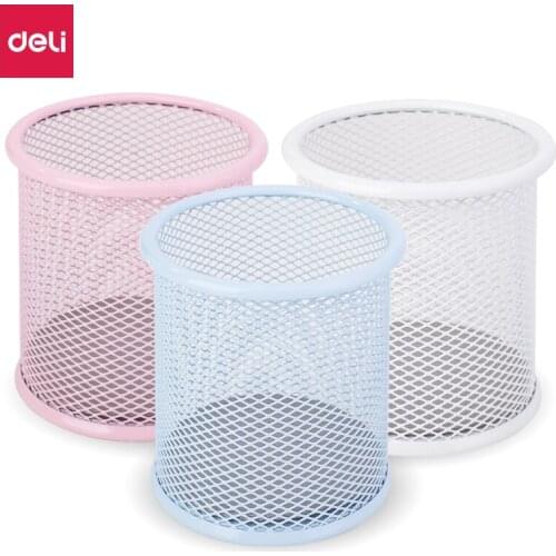 DELI9153 New Pen Pencil Holder Black Metal Stand Mesh Style Pen Pencil Ruler Holder Desk Organizer Storage Office Accessories