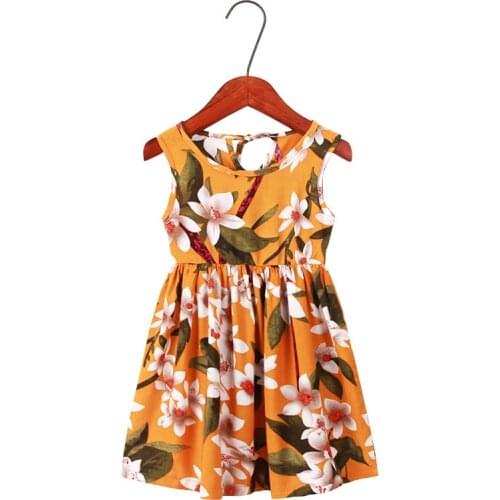 Unini-yun 2021 Summer Kids Clothes Todder Baby Girls Dresses Floral Girls Party Dress Causal Beach Children Boutique Clothing