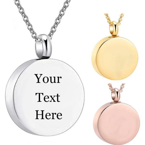 Custom Stainless Steel Pet Cremation Jewelry Dog Cat Paw Footprint Round Memorial Keepsake Pendant Urn Necklace for Ashes