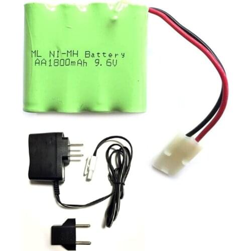 A Set Double-deck 9.6V 1800mAh 8x AA Rechargeable RC Ni-MH Battery Pack with US EU Plug AC Power Charger for Car Toys