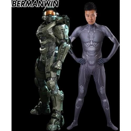 BERMANWIN High Quality Game Halo Undersuit 3D Print Spandex Superhero Costume Halo Master Chief Costume Halloween Costume adult