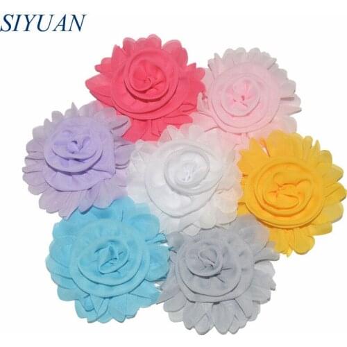15pcs/lot 3.2'' Beautiful Polyester Chiffon Flower WITH/WITHOUT Hair Clip Girl Cute Headwear Hair Accessories TH274