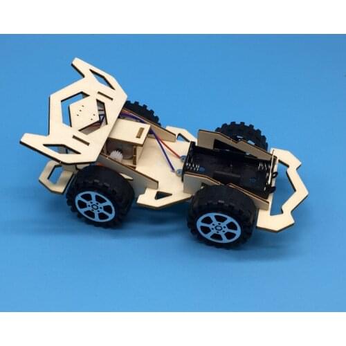 Creative electric wooden racing pupils make small inventions assemble scientific experiment toy hand