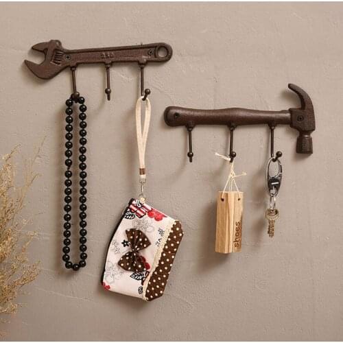 Metal Spanner-shaped Wall Hooks Decorative Home Decoration Accessories Key Bag Handbag Coat Rack Holder Wall Hanger For Clothes