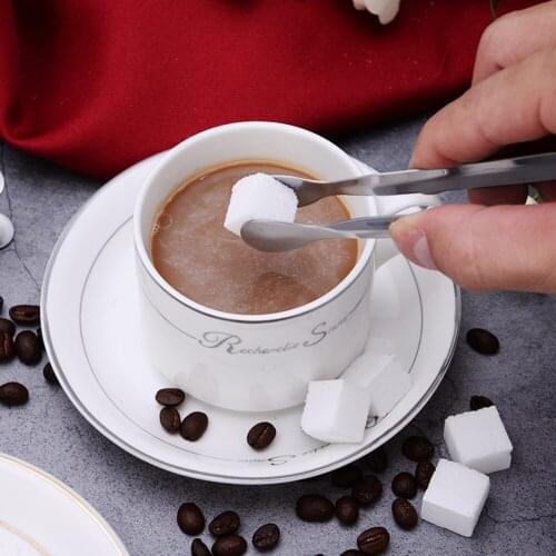 Mini Coffee Sugar Clip Stainless Steel Tweezer Tong Clips Coffee Ice Cube Little Tea Teacup Clamp Kitchen Bar Accessories Tools