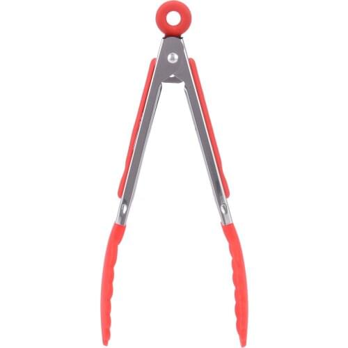 Mini Silicone Serving BBQ Tongs Salad Food Meat Roast Clip Tongs Steel Handle Porable Cooking Kitchen Tool Random Color