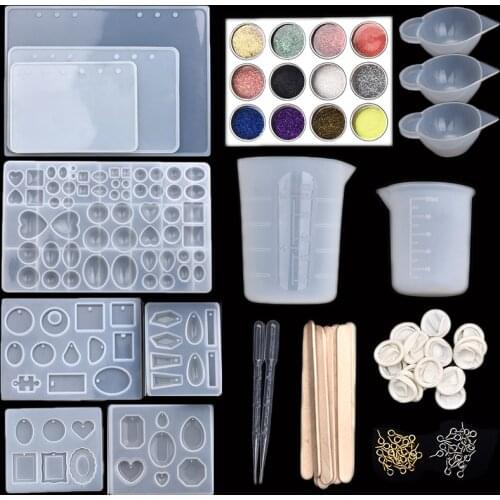 DIY Crystal Epoxy Resin Mold Tools Set Letter Pendant Earrings Silicone Mold Jewelry Making Kit