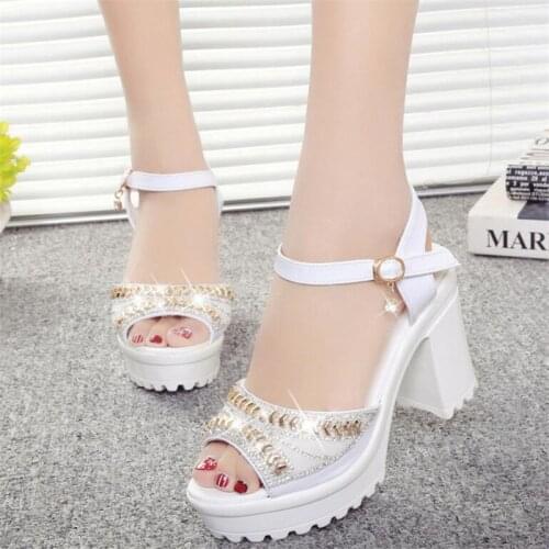 Designer 2021 new sexy fashion womens sandals summer diamond fish mouth muffin platform High heels casual slippers womens shoes