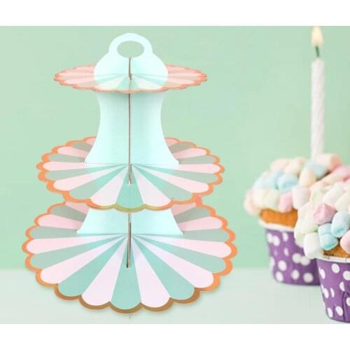 Dessert Stand Cake Stand Disposable Exquisite Paper Lace Edge Three-layer Dessert Stand for Wedding