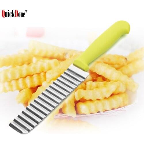 QuickDone Stainless Steel Potato Chips Wavy Cutter Vegetable Corrugated Crinkle Slicer Knife Cooking Tool AKC5289