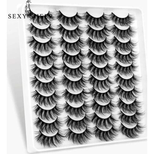 SEXYSHEEP Lashes 5/8/12/20 Pairs 3D Mink False Eyelashes Handmade Wispy Fluffy Long Lashes Natural Eye Extension Makeup Kit