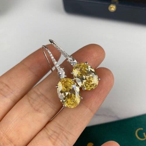Sederyla S925 Silver Luxury Grand Earring Wedding Engagement Yellow Zircons Drop Earring for Women Party Fine Jewelry Wholesale