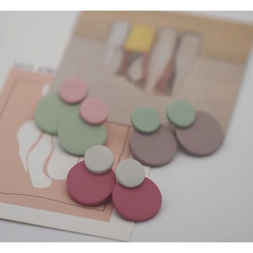 Spring Summer Fashion Polymer Clay Cute Handmade Multi Trendy color small size Pendant Jewelry For Women Layered Stud earring