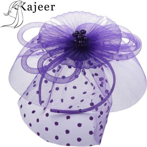 Kajeer Women Flower Feather Fascinator Hat Cocktail Cap Lady Wedding Party Church Pillbox Hat Fedora Hair Accessories Headband