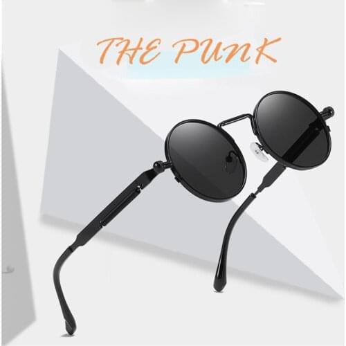 Punk Style Sunglasses With Spring Metal Temples Personalized For Driving Mirrors Vintage Sunglasses Eye Care Tools