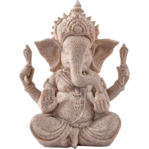 5 Inch Nature Sandstone Hindu God Ganesha Sculpture Handmade Indian Elephant-Headed Statue Figurine