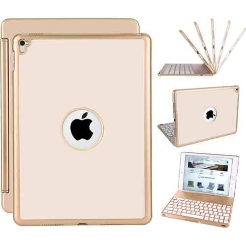 Slim Smart Aluminum Wireless Bluetooth Russian/Spanish/Hebrew Keyboard Case Cover With 7 Colors LED Backlight For iPad Pro 9.7