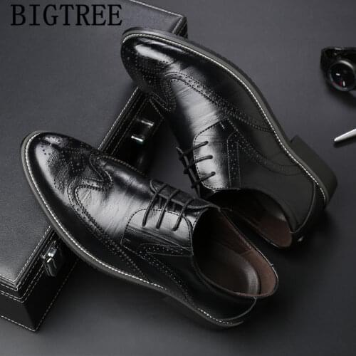 Italian Fashion Brogue Shoes Men Business Shoes Men Formal Leather Mens Dress Shoes Genuine Leather Zapatos De Vestir Hombre