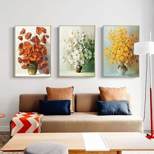 Vintage Floral Botanical Wall Art Picture Colorful Folwers Posters Print Canvas Painting Home Living Room Decoration