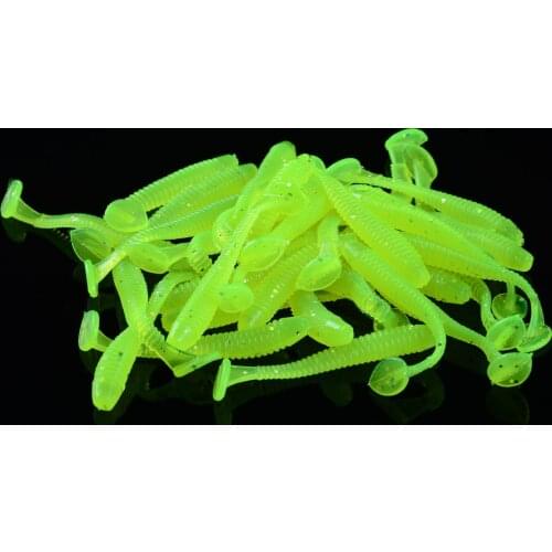 50Pcs/lot Wobblers Fishing Soft Lures Rubber Soft Baits 45mm 0.6g T-Tail Soft Worm Artificial Baits Bass Silicone Fishing Baits