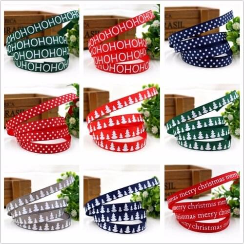 YJHSMY 15910105,5yard/lot 16 Style Christmas series ribbon,9mm Holiday gift wrapping ribbons, hair jewelry accessories material