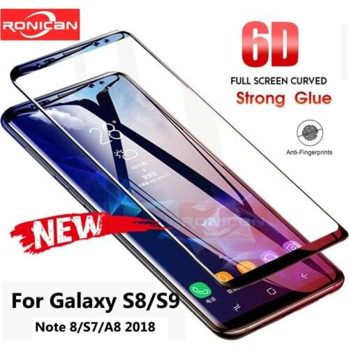 6D Full Curved Tempered Glass For Samsung Galaxy S9 S8 Plus Note 8 Screen Protector For Samsung A8 2018 S7 Edge Protective Film