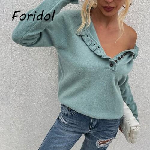 Ruffled Long Sleeve Knitted Oversized Sweaters O Neck Women Autumn Winter Warm Pullovers High Fashion Stretch Jumpers 2021 New