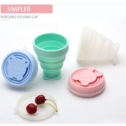 1Pc 200ml Portable Silicone Retractable Folding Cup With Lid Telescopic Collapsible Drinking Cup Outdoor Travel Water Cup