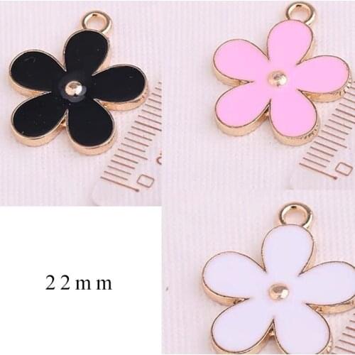 10pcs/Lot 22mm Flower Diy Handmade Oil Enamel Charms Design for Jewelry Making Earring Bracelet or Necklace
